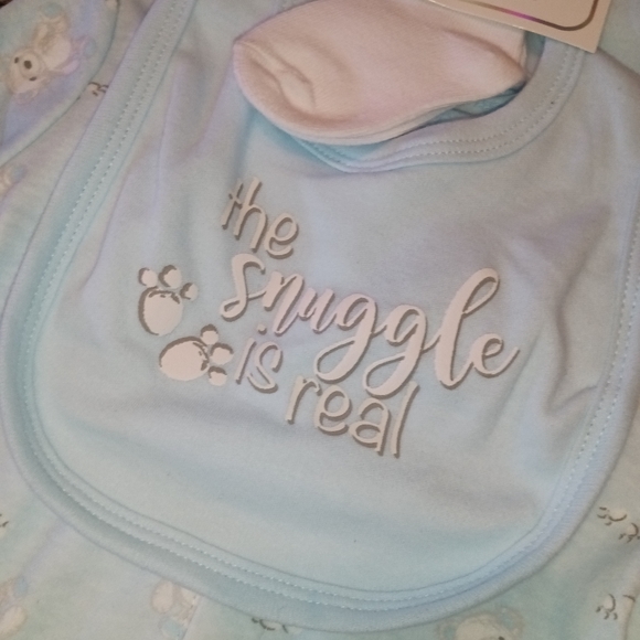 🆕Quiltex | "The Snuggle is Real" 6 Pc. Baby Boys Blue Layette Set Size 6-9 mos. - Picture 3 of 15